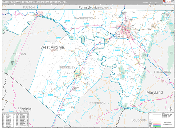 Hagerstown-Martinsburg Metro Area Wall Map